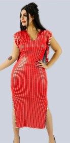 جلابية رقص احمر مع ذهبي